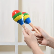 Maracas Hand Percussion Rattles, Wooden Rumba Shaker Musical Instrument For Kids Adults, Set Of 2 - Multicolor - View 4