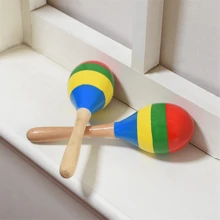 Maracas Hand Percussion Rattles, Wooden Rumba Shaker Musical Instrument For Kids Adults, Set Of 2 - Multicolor - View 6