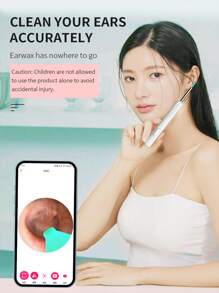 NE16 Wireless WiFi Ear Pick Otoscope Camera 1296P Borescope Luminous Ear Wax Cleaning Teeth Oral Inspection Ear CleanerNew Ear Wax Removal Smart Visual Ear Cleaner USB Ear Wax Remover Endoscope Camera Pick Tool Camera - White - View 4