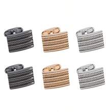 1 Par De Gemelos Franceses Creativos A Rayas Negras Rectangulares Para Camisas De Negocios - Multicolor - Ver 9