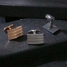 1 Par De Gemelos Franceses Creativos A Rayas Negras Rectangulares Para Camisas De Negocios - Multicolor - Ver 2