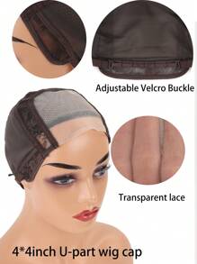 1pc 4*4inch U Part Brown Swiss Lace Wig Cap Black Hairnet Wig Caps For Making Wigs Weaving Cap With Adjustable Strap Wig Making Tools