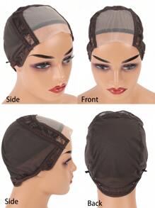 1pc 4*4inch U Part Brown Swiss Lace Wig Cap Black Hairnet Wig Caps For Making Wigs Weaving Cap With Adjustable Strap Wig Making Tools