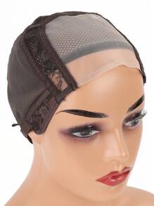 1pc 4*4inch U Part Brown Swiss Lace Wig Cap Black Hairnet Wig Caps For Making Wigs Weaving Cap With Adjustable Strap Wig Making Tools