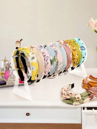 1pc Acrylic Desktop Hair Accessories Display Storage Holder For Girls,Transparent Headband Holder Bows Organizer,Hair Accessories Storage Rack For Bedroom Decorate. Hair Clips Makeup Organizer
