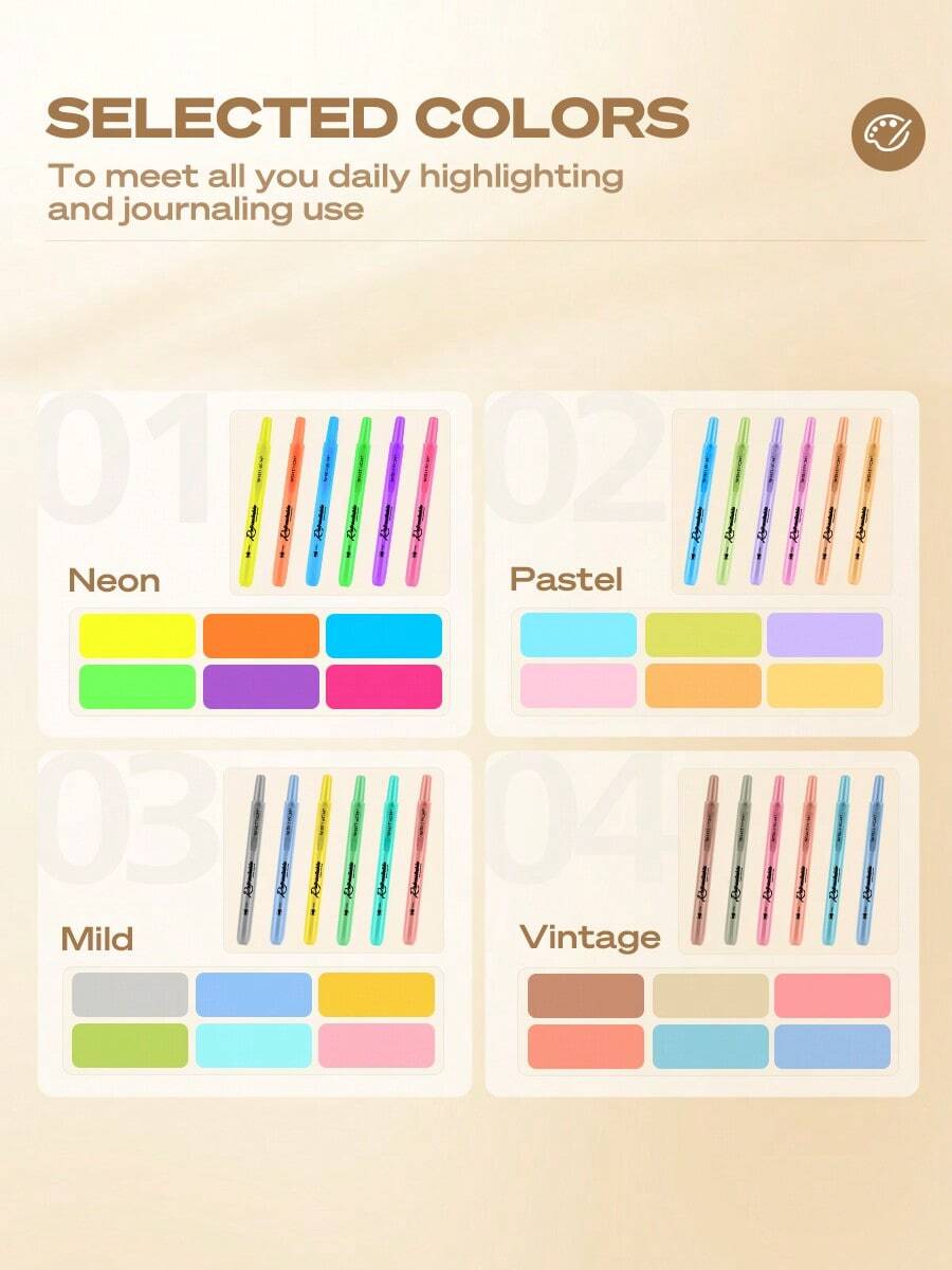 WRITECH Retractable Highlighters Assorted Colors Chisel Tip Click
