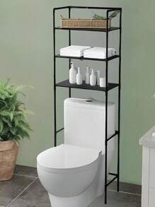 Estante Para Baño de Estantes de Almacenamiento ,Rack Mueble Sanitario Toallero Facil de Armar - Negro - Ver 1