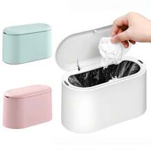 Mini Trash Can With Lid - Removable Small Garbage Can, Tiny Plastic Trash Bin, Pop Up Countertop Wastebasket, Counter Garbage Lint Bin For Bathroom,Office,Kitchen,Desk,Table - Nordic Style - View 1