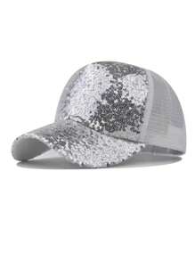 1pc Multi-Color Glitter Leopard Print Contrast Mesh Breathable Comfortable Sun-Shading Baseball Cap, Suitable For Party, Gathering, Festival, Stage, Outdoor, Daily Use - Leopard - View 5