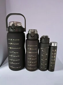 Juego De 4 Botellas De Agua Deportivas De Plástico, Portátiles Y De Gran Capacidad, Adecuadas Para Deportes Al Aire Libre - Color aleatorio - Ver 4