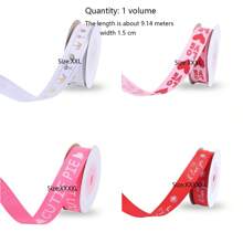 1捲浪漫情人節愛心花紋絲帶,婚禮派對裝飾緞帶diy編織緞帶 - 彩色 - 查看 3