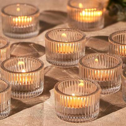 Candle Holder Set Of 4/12/24/36, 2'' X 1.4'' Small Glass Tealight Votive Candle Holders (Excluding Candles), Perfect For Wedding Table Centerpiece And Halloween Christmas Holiday Party Home Decoration