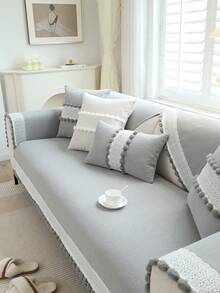 1 Miếng Ren Đệm sofa , Chenille Tiếng Pháp Thanh lịch Chống trượt , Chống bụi , Mềm mại Và phổ cập Bọc ghế sofa , Có thể Máy móc Denim mùa giặt - màu xám hiện đại - Xem 4