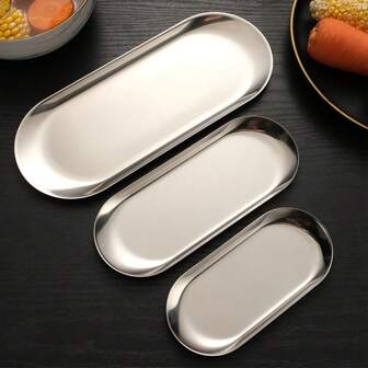 1個不銹鋼托盤，極簡彩色點心盤