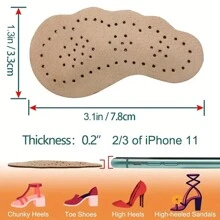 2 piezas Almohadillas antideslizantes para los pies, almohadillas para la parte delantera del pie para tacones altos de mujer - Beis - Ver 4