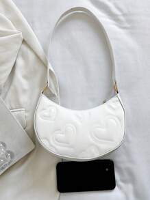 纯色简约奢华心形单肩包，送给她的完美情人节礼物，有史以来最好的情人节礼物选择 - 白色 - 查看 6