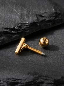 1 Miếng Cổ điển Thời trang Chữ cái Đồ trang sức Nam Xỏ lỗ tai Khối Zirconia  Tiếng Anh Tên viết tắt Đinh ốc Trở lại Bông tai stud Dành Cho Nam Và Nữ - Bạc - Xem 6