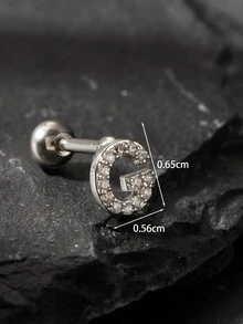 1 Miếng Cổ điển Thời trang Chữ cái Đồ trang sức Nam Xỏ lỗ tai Khối Zirconia  Tiếng Anh Tên viết tắt Đinh ốc Trở lại Bông tai stud Dành Cho Nam Và Nữ - Bạc - Xem 15