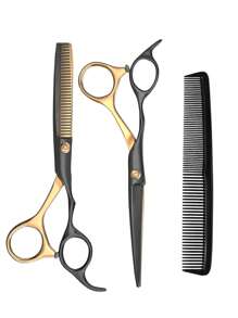 Set de tijeras para cortar el cabello, tijeras para peluquería, tijeras de corte y de adelgazamiento, tijeras de acero inoxidable para peluquería con peine, set profesional de tijeras para el cabello para salones, herramientas para el cabello, productos y accesorios para peluquería, salón de belleza y artículos esenciales de viaje