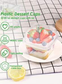 25 cái Nhựa Sa mạc Cốc với Lids    , 8oz Có thể tái sử dụng Bánh nhỏ Thùng đựng hàng , Trong sáng Hình vuông Giường đơn Hộp tráng miệng , Pong kín Bánh Hộp trữ Đối với Sa mạc Bánh nhỏ Bánh pudding Mousse , Buổi tiệc Món ăn Hộp đóng gói , Mousse Bánh pho mát Hộp , Cung cấp cho buổi tiệc - trắng - Xem 5