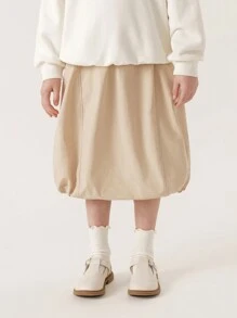 MARC&JANIE Young Girls' Casual French Style Moisture Wicking Quick-Drying Loose Split Hem Lantern Skirt, Spring/Summer - Khaki - View 1