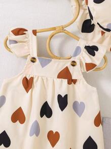 年輕女孩2024夏季新款心形短袖裙配帽子 - 杏色 - 查看 3