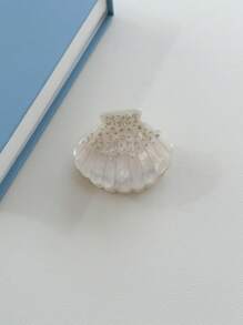 OUSEON A Stylish And Sophisticated White Shell Hair Clip With Rhinestones, Exuding Unique Design And Versatile Elegance - Perfect For Fashionistas Elegant,School Hair Claws Claw Clips Hair Clips Hair Jaw Clip Hair Clamps Hair Clutch Hair Catcher Clip, School Stuff, College Fall Winter Hair Accessories For Women For Vacation Outfits Woman