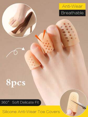 8入組透明長款矽膠趾套,透氣、防磨擦、吸汗,防水、耐磨,中性設計