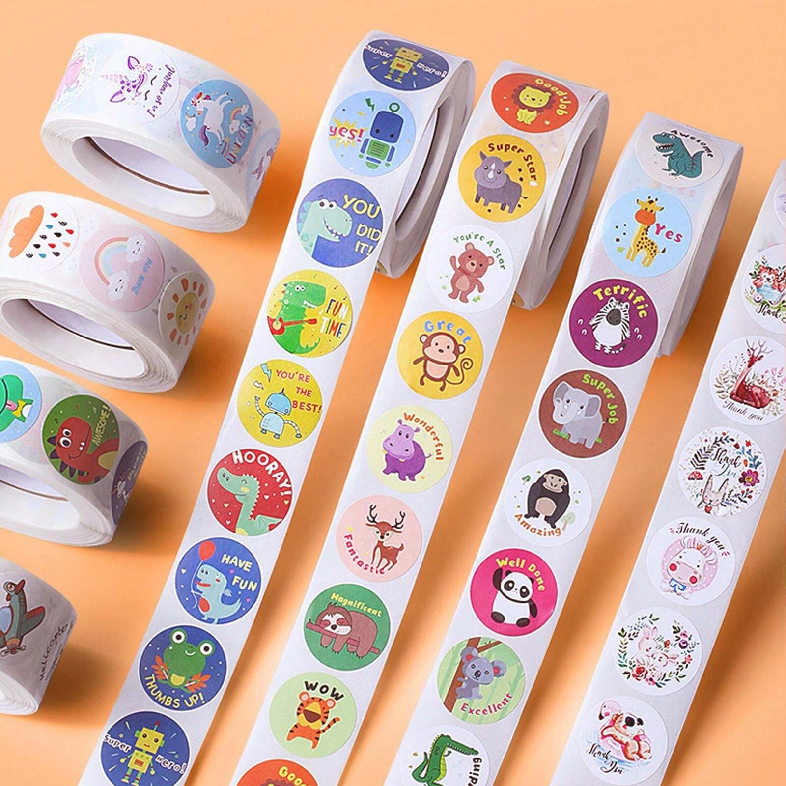 Sticker Rolls Shein 500 Dinosaur Stickers, Fun Stickers, Teacher Reward Stickers, Encourage ...
