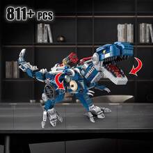Transformed Dinosaur Building Blocks Set, 3-In-1 Tyrannosaurus Rex Construction Model, STEM Construction Toys For Boys Ages 7-14, 811 Pieces - MY051 - 查看 5