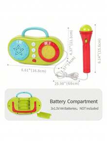 1pc Children Musical Toy Mini Portable Singing Machine With Recording And Playback Function, Multifunctional Karaoke For Kids Party Early Education Birthday Gift - Green - View 2