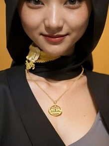 1pc Stainless Steel Yazd Delrisha Pendant Necklace, Couple Jewelry