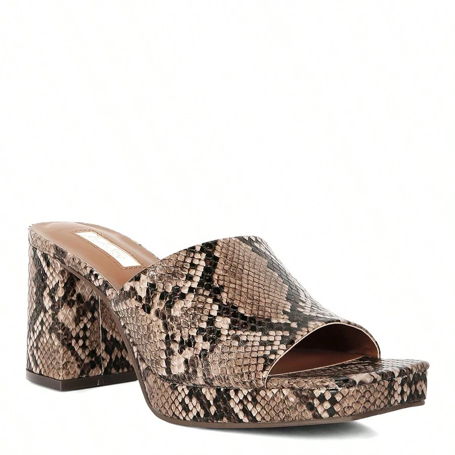 Artemisa Block Heel Slip On Sandals - 咖啡棕 - 查看 1