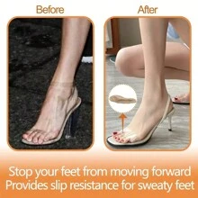 2 piezas Almohadillas antideslizantes para los pies, almohadillas para la parte delantera del pie para tacones altos de mujer - Beis - Ver 3