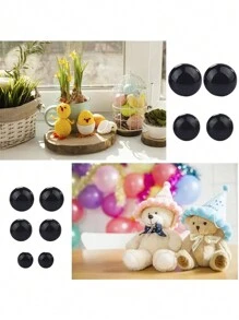 50件/套DIY娃娃眼球黑眼圈塑料玩具工艺品用品缝纫制作工艺品材料DIY服装缝纫面料 - 黑色 - 查看 10