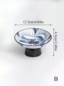 1 pièce Assiette à fruits vintage en céramique, assiette à gâteau et dessert bleu et blanc sur pieds hauts pour le salon, plat à collation en tant que cadeau de Noël souvenir