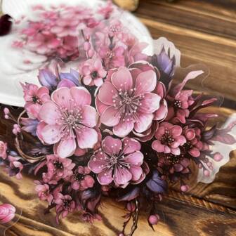 10pcs Vintage Pet Material, Waterproof, Large Size, Flower Pattern Decorative Stickers For Diy Scrapbooking, Journaling, Decor And More