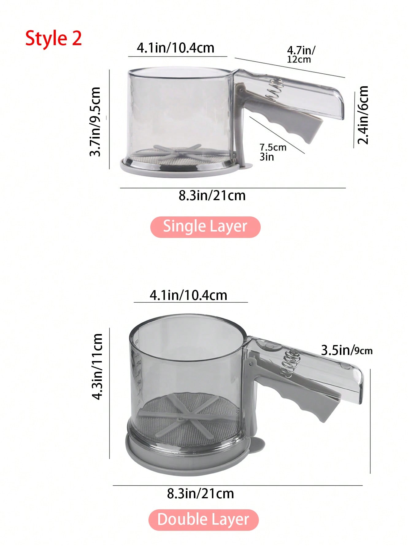 غربال الدقيق المحمول بشكل إناء للاستخدام المنزلي،...