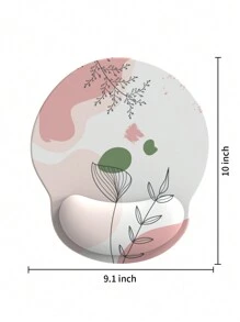 Wrist Support Mouse Pad, Notebook Wrist Rest Pad, Mouse Pad With Wrist Rest Support Thickened Palm Rest Pad - Pink White Leaves - View 2