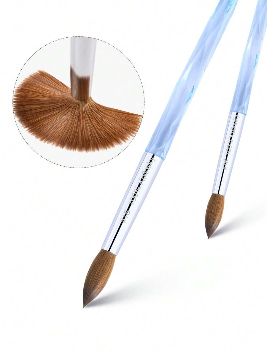 Crystal Handle Light Blue Gradient 100 Kolinsky Acrylic Brush Germany
