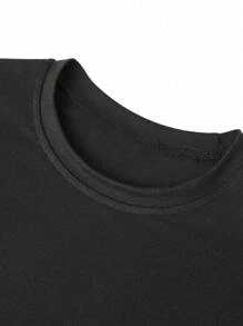 Tween Girls' Casual Slogan Printed Round Neck Pullover Short Sleeve T-Shirt For Summer - Black - View 5