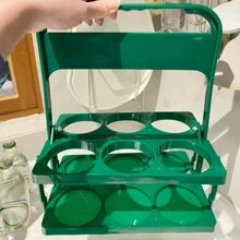 1pc Portable Foldable Beer Rack & Beverage Holder, Six Hole Handheld Cup Rack, Coffee Collection Basket, Desktop Drink Display Rack, Suitable For Picnic, Camping, Party Gathering, Travel, Car Use - Red - View 9