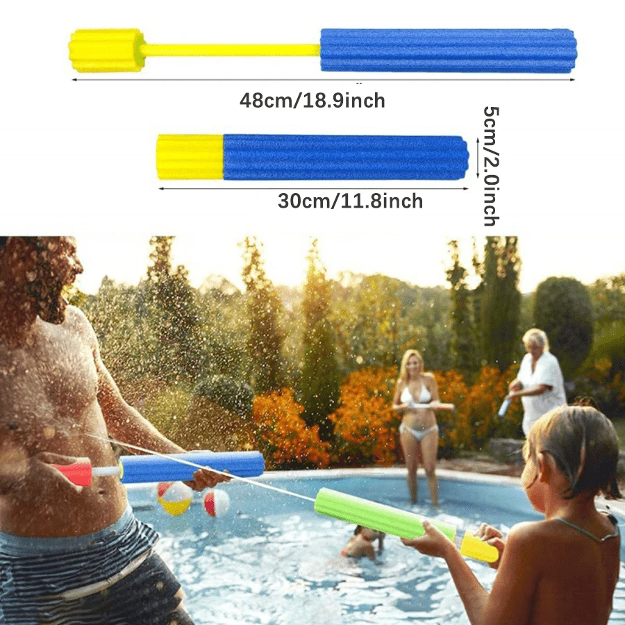 6 Pistolets à Eau En Mousse – Longue Portée 9m, Jouets Été Enfants Adultes, Combat Aquatique Piscine Jardin Plage Fête, Colorés & Souples