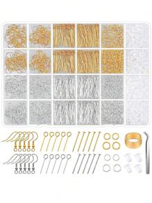 耳環製作套件,modacraft 1000件耳環製作工具套件,包括掛鉤、耳環針、後蓋、彈簧圈等耳環製作所需材料