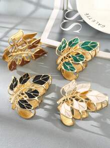 1 件彩色金属叶形爪夹，适用于发髻、马尾辫和高髻发型，波西米亚风，发饰，发爪，爪夹，发夹，发夹，学校用品，学院秋冬发夹，适合度假装扮女士 - 彩色 - 查看 2