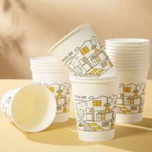 [1 Pack/50 Cups]Dual Gun Cups Large Size Leak-Proof Thickened Coffee, Soy Milk Paper Cup For Home And Office,