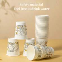 [1 Pack/50 Cups]Dual Gun Cups Large Size Leak-Proof Thickened Coffee, Soy Milk Paper Cup For Home And Office,