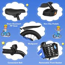 Prorider 14'' Kid's Bike With Removable Training Wheels & Basket For 3-5 Years Old Blue/White/Skyblue/Red - 藍色 - 查看 10