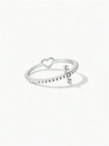 1枚925純銀小巧十字心形承諾戒指,18k鍍金拇指戒指,適合女性、母親、父親、女兒、摯愛的人、母親節、慰問、紀念珠寶禮物