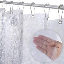 1 Set Of Shower Curtain Hooks, 12pcs Decorative Rustproof Stainless Steel Shower Curtain Rings, Matte Nickel Finish - Silver - View 3